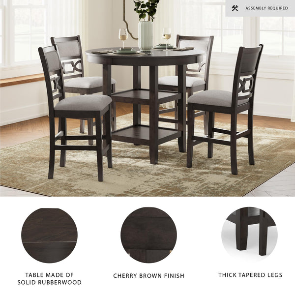 Counter Height Dining Table Set with 4 Upholstered Bar Stools