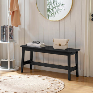 Bamboo Dining Bench with Metal Legs – Farmhouse Kitchen & Entryway Bench