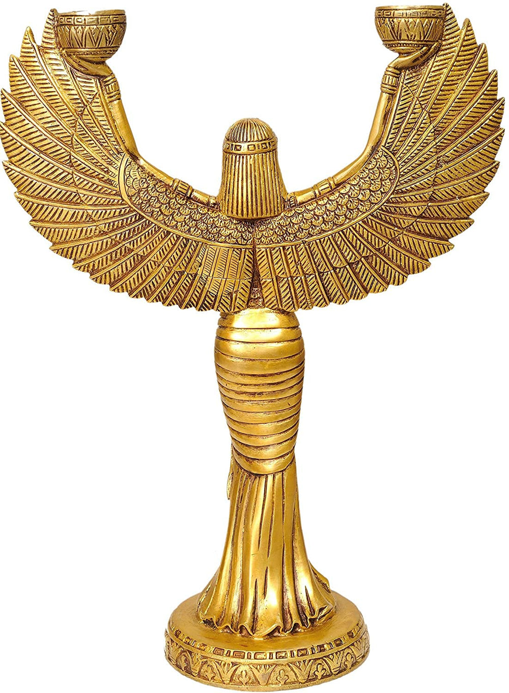 Brass Egyptian Goddess Isis Statue with Candle Holder