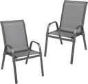 Stackable Patio Dining Chairs Set with Wide Seat & Metal Frame