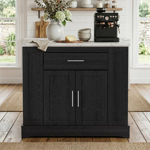 Foldable Kitchen Island Cart with Storage & Drop Leaf