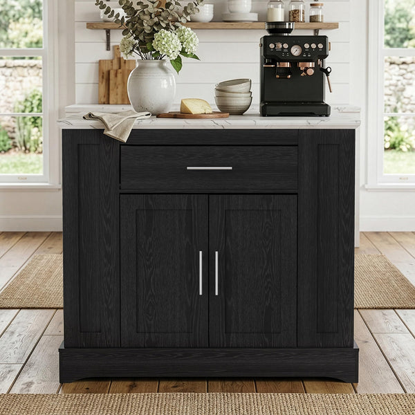Foldable Kitchen Island Cart with Storage & Drop Leaf