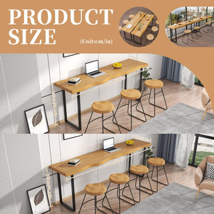 47–55 Inch Industrial Bar Table with Metal Frame & Adjustable Feet