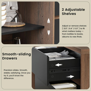 60" Storage Cabinet with File Drawer & Built-in Outlet