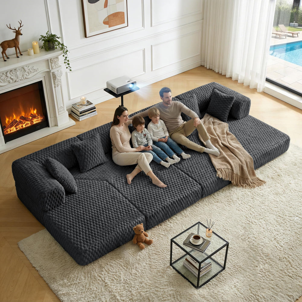 L-Shaped Modular Sectional Sofa Bed – Velvet, No Assembly