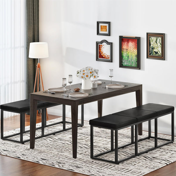 Upholstered Dining Bench with PU Leather Seat
