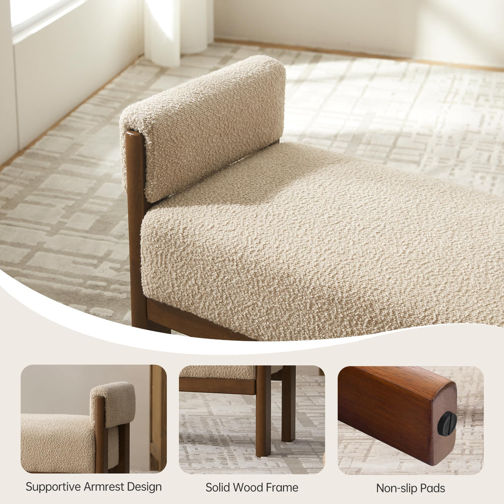 Upholstered End of Bed Bench with Arms & Solid Wood Frame