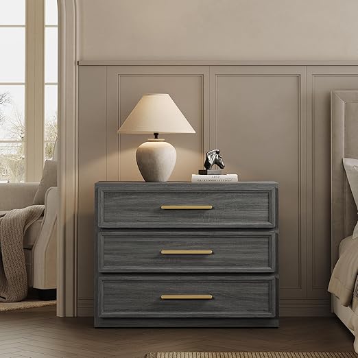 Oversized Nightstand Set of 2 with 3-Drawer Storage
