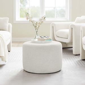 Round Woven Fabric Ottoman with Legs