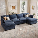 Modular U-Shaped Sectional Sofa with Movable Ottomans