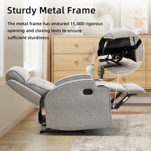 Manual Recliner Chair with Cup Holders & Overstuffed Back