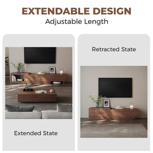Extendable TV Stand for 65-100 Inch TVs – Walnut Entertainment Console with Drawers