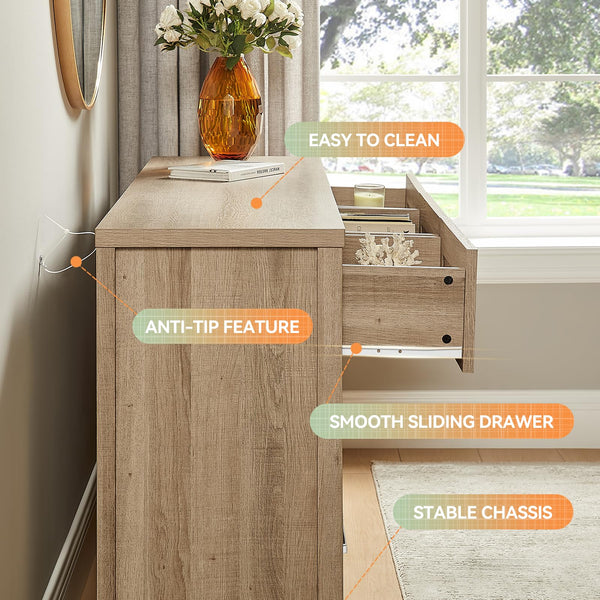 7-Drawer Dresser & Nightstand Set with Charging Station