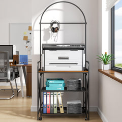 Large Printer Stand with 3-Tier Storage Shelf and Wheels