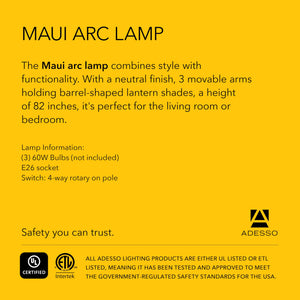 Arc Floor Lamp with 3 Movable Shades & Adjustable Height