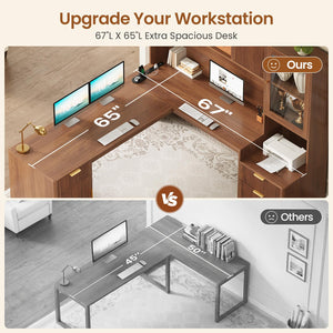 L-Shaped Desk with Hutch & RGB LED Lighting
