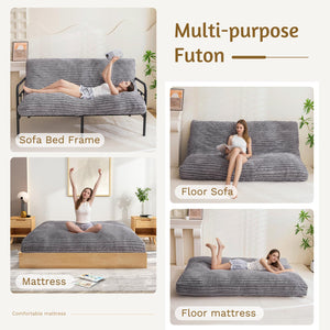 6" Futon Mattress Full Size – Sofa Bed & Floor Mattress, Medium Firm, Grey