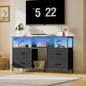 Gaming TV Stand with LED Light & Power Outlets