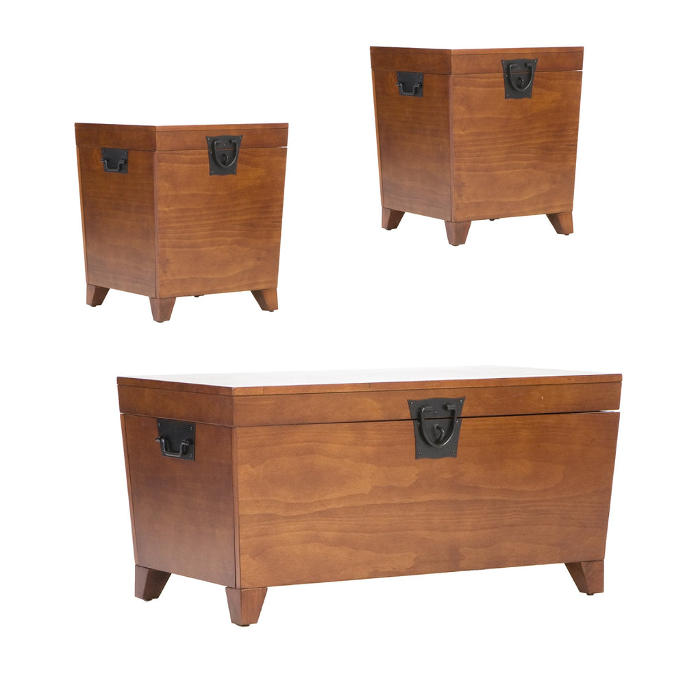Mission Oak Trunk Table Set – 3 Piece