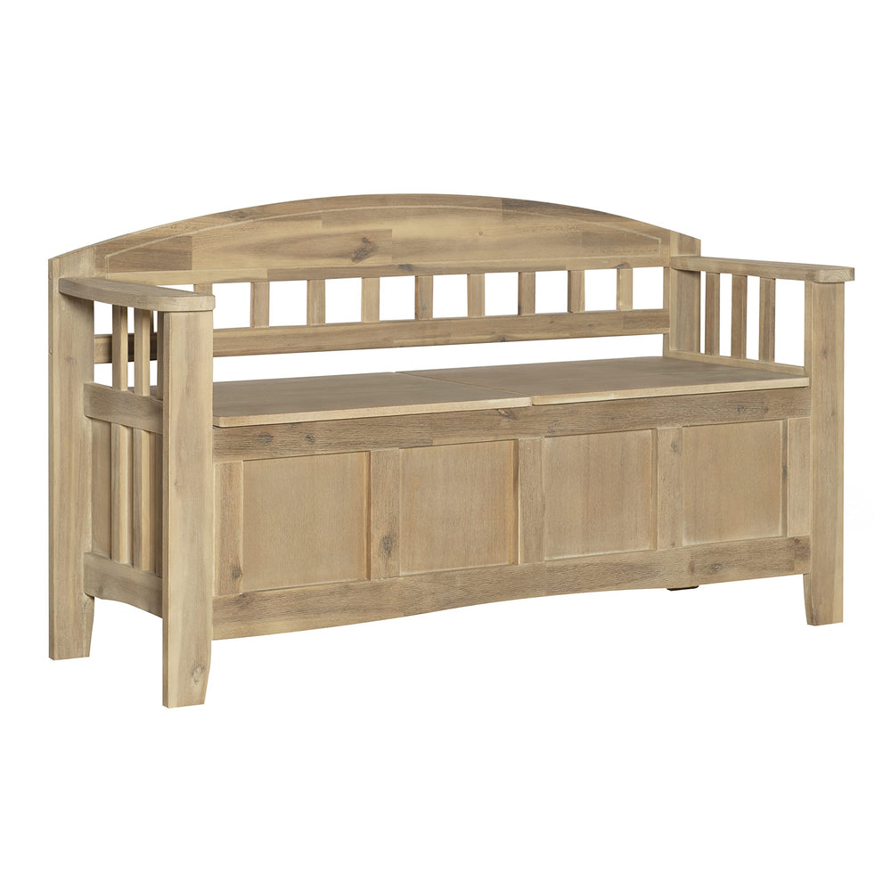 Acacia Wood Storage Bench with Split Seat