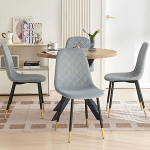 Round Dining Table Set for 4 with Velvet Chairs