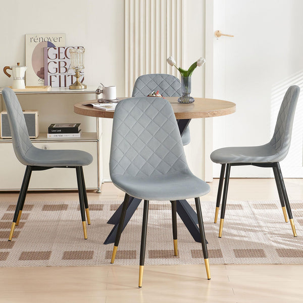 Round Dining Table Set for 4 with Velvet Chairs