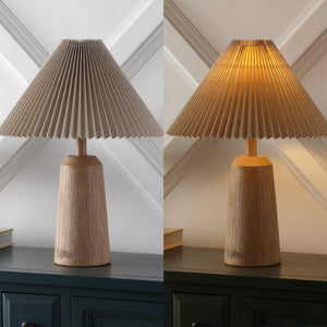 Resin Cylinder Table Lamp with Pleated Shade