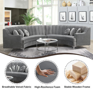 141.34" Oversized L-Shaped Curved Sectional Sofa