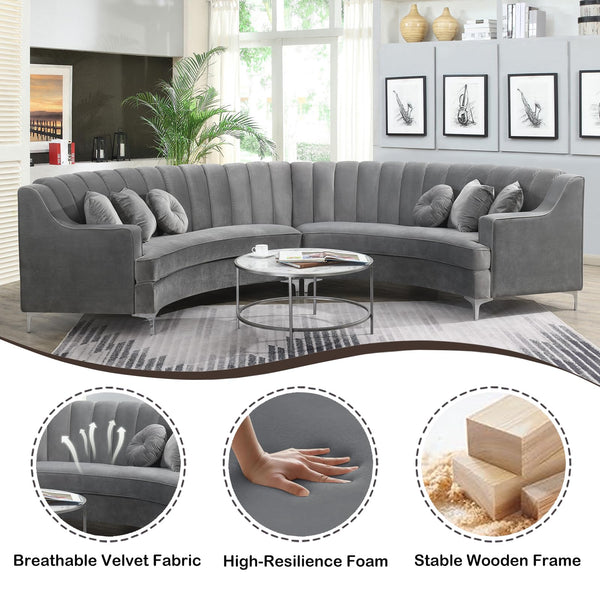 141.34" Oversized L-Shaped Curved Sectional Sofa