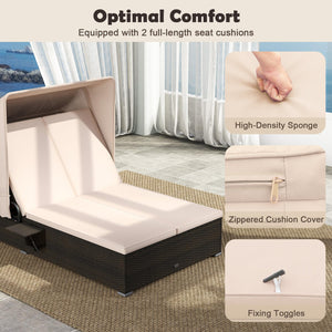 Outdoor Daybed with Retractable Canopy & 6-Position Backrest