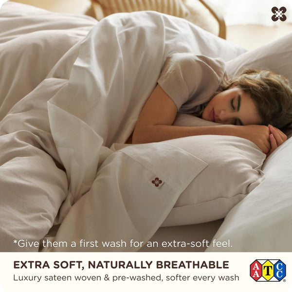 Organic Cotton Sheet Set – Sateen Weave, Deep Pocket, Queen & King
