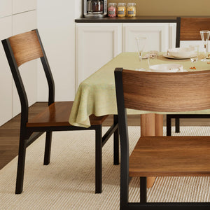 Modern Dining Chairs Set of 6 with Ergonomic Backrest, MDF Seat & Metal Legs