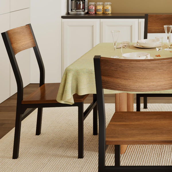 Modern Dining Chairs Set of 6 with Ergonomic Backrest, MDF Seat & Metal Legs