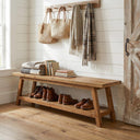 Solid Wood Entryway Bench with Shoe Storage Shelf