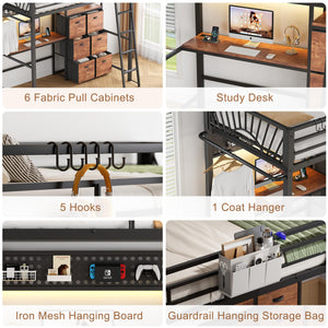Twin Size Loft Bed with Desk