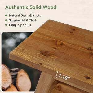 Solid Wood Entryway Bench with Shoe Storage Shelf