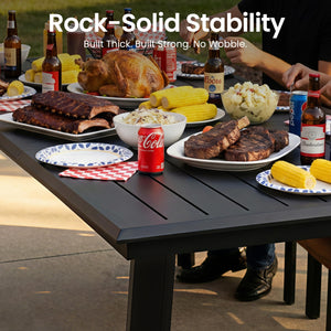 Outdoor Dining Table for 8 – Aluminum Patio Table with Umbrella Hole