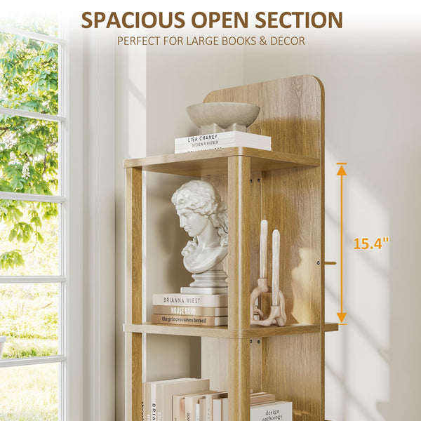4-Tier Rotating Bookshelf with Light