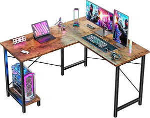 L-Shaped Gaming & Home Office Corner Desk 50 Inch with CPU Shelf