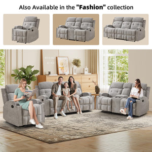 Manual Recliner Chair with Cup Holders & Overstuffed Back