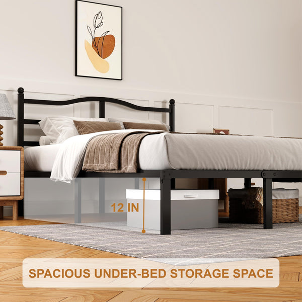 14-Inch Metal Platform Bed Frame with Headboard