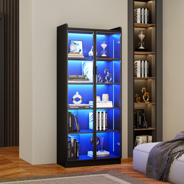 LED Display Cabinet with Adjustable Shelves & Sensor Light
