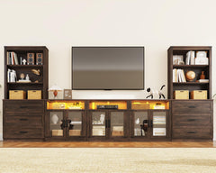4-Piece Entertainment Center with Bookshelves, 157"W