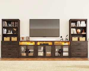 4-Piece Entertainment Center with Bookshelves, 157"W