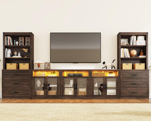 4-Piece Entertainment Center with Bookshelves, 157"W