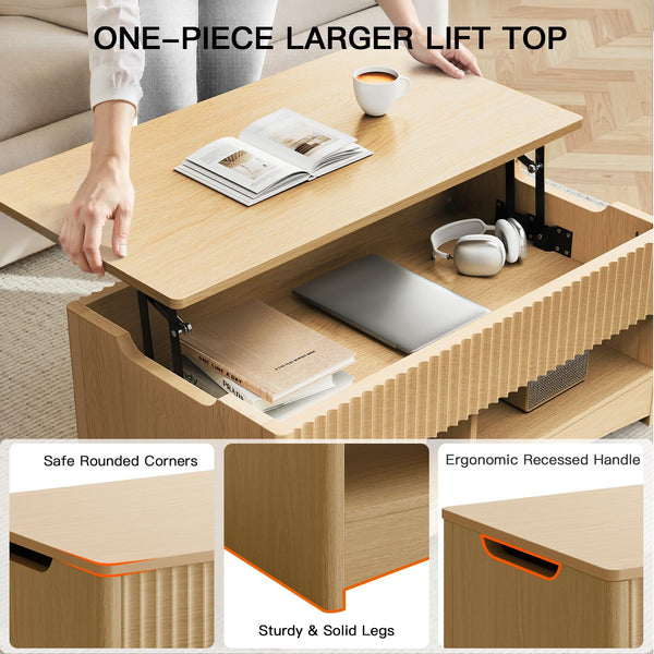 Lift Top Coffee Table with Storage & Hidden Compartment