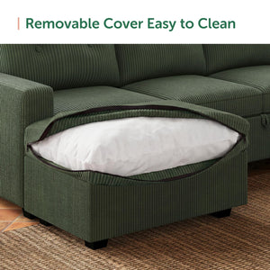 U-Shaped Sectional Sleeper Sofa with Storage Ottoman