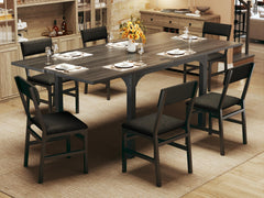 7-Piece Extendable Dining Table Set with 6 Upholstered Chairs