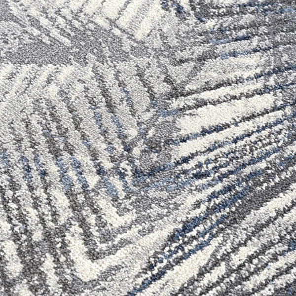Palm Leaves Blue Grey Area Rug