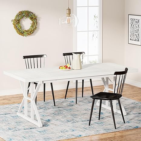 Farmhouse Dining Table 78.7-Inch for 6-8 People